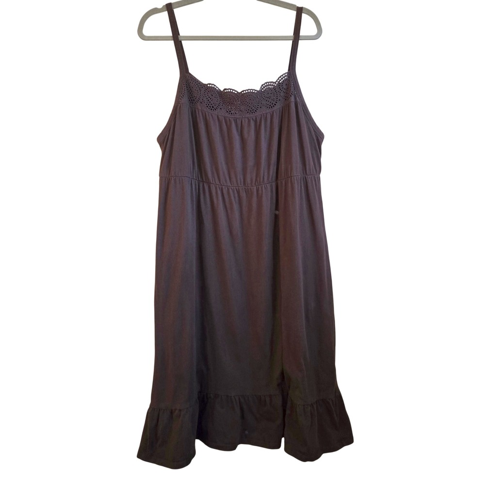 Faded Glory Dark Brown Sleeveless Mini Dress with Crochet Trim